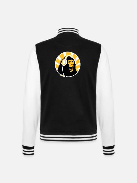 Monkey with Headphones - College-Sweatjacke - Schwarz/Weiß