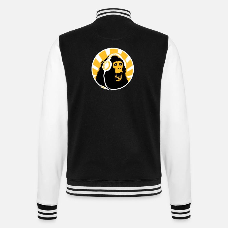 Monkey with Headphones - College Sweat Jacket - black/white
