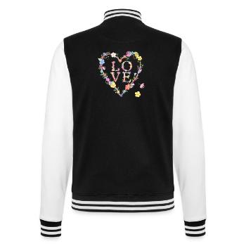 Blüten Herz und Liebe - College-Sweatjacke - Schwarz/Weiß - Hinten - Marisol (170cm)