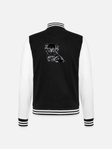 Katze Cat Katzengesicht - College-Sweatjacke - Schwarz/Weiß