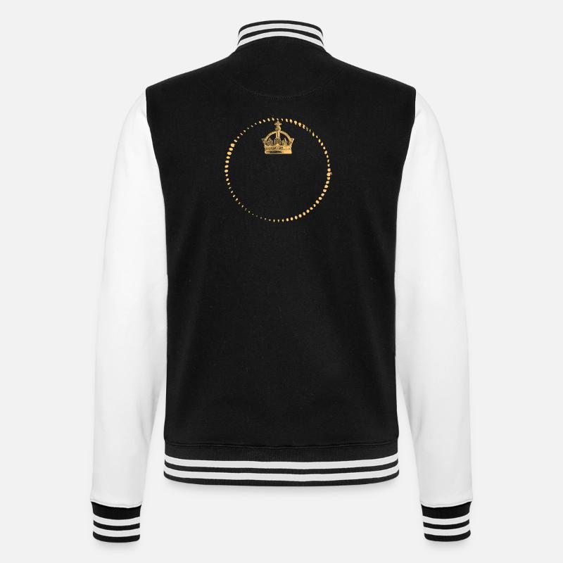 Krone - King - Queen - EIGENEN TEXT EINGEBEN - College-Sweatjacke - Schwarz/Weiß
