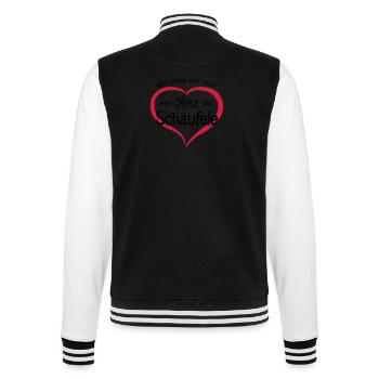 Echter Franke -Schäufele im Herzen- - College-Sweatjacke - Schwarz/Weiß - Hinten - Marisol (170cm)