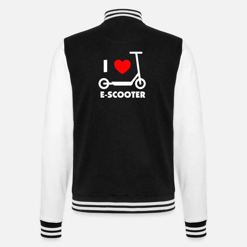 E-Scooter E-Roller Scooter - College-Sweatjacke - Schwarz/Weiß