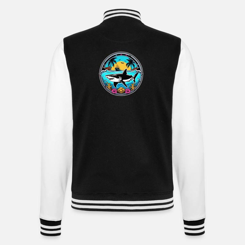 Shark & Sunset - College Sweat Jacket - black/white