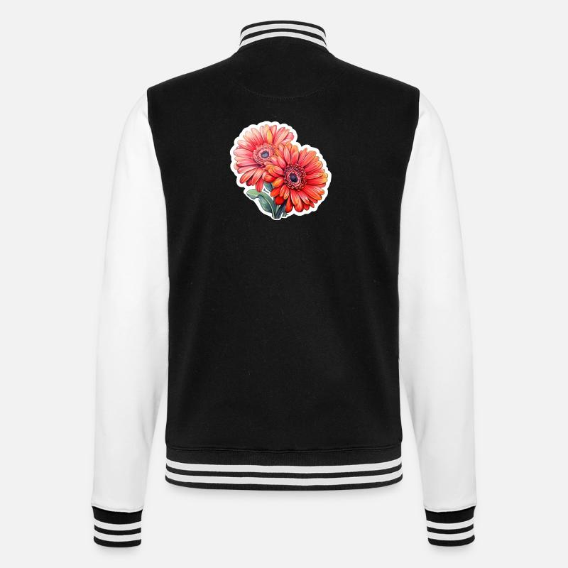 Gerbera Daisies 2 Flowers - College Sweat Jacket - black/white