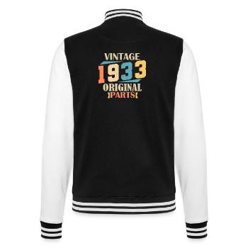 Month 1933. 1933 Birthday Gift. 91 years old Birt - College Sweat Jacket - black/white - Back - Marisol (170cm)