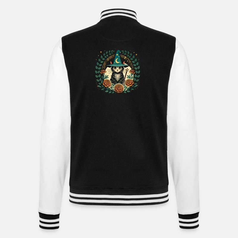 Wizard Kitty Katze - College-Sweatjacke - Schwarz/Weiß