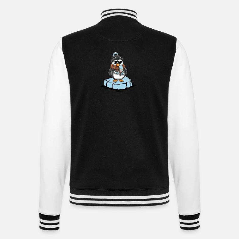 pinguin comic winter - College-Sweatjacke - Schwarz/Weiß