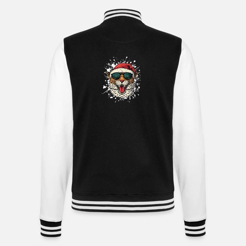 Leopard Christmas Funny - College Sweat Jacket - black/white