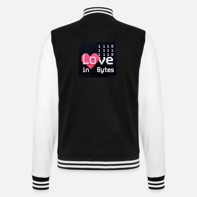 Liebe in Bytes Pixel Art - College-Sweatjacke - Schwarz/Weiß