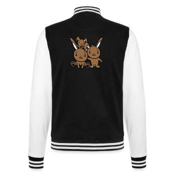 3 Hasen Familie Kinder Eltern Drei Geschwister Süß - College-Sweatjacke - Schwarz/Weiß - Hinten - Marisol (170cm)
