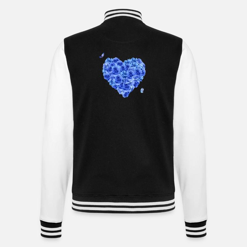Blue floral heart - College Sweat Jacket - black/white