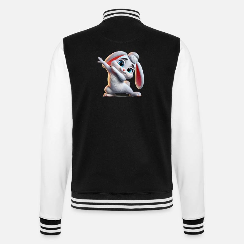 hase dabbing comic - College-Sweatjacke - Schwarz/Weiß