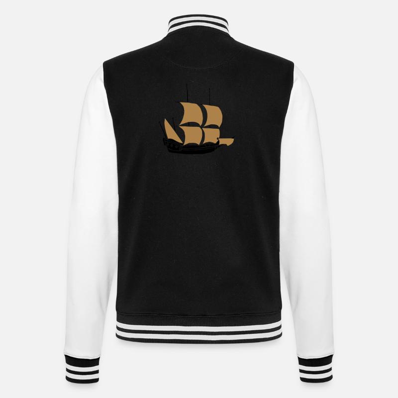 ship - College-Sweatjacke - Schwarz/Weiß