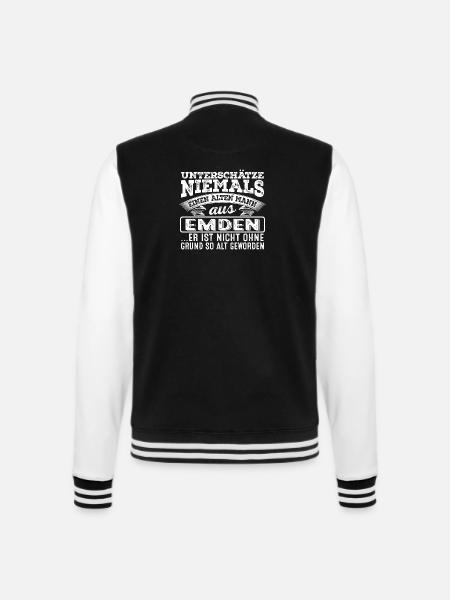 Der alte Mann aus EMDEN - College-Sweatjacke - Schwarz/Weiß