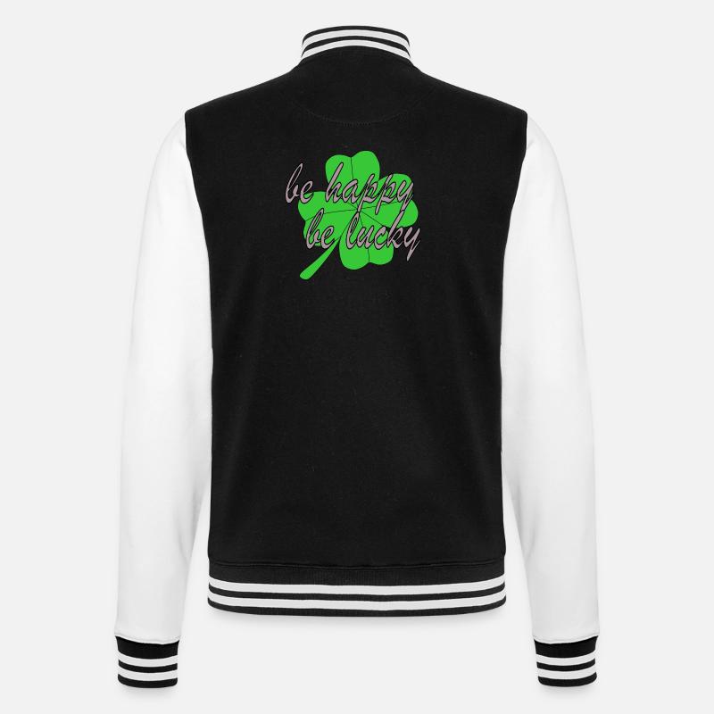 Vier Blättriges Kleeblatt Be Happy Be Lucky - College-Sweatjacke - Schwarz/Weiß