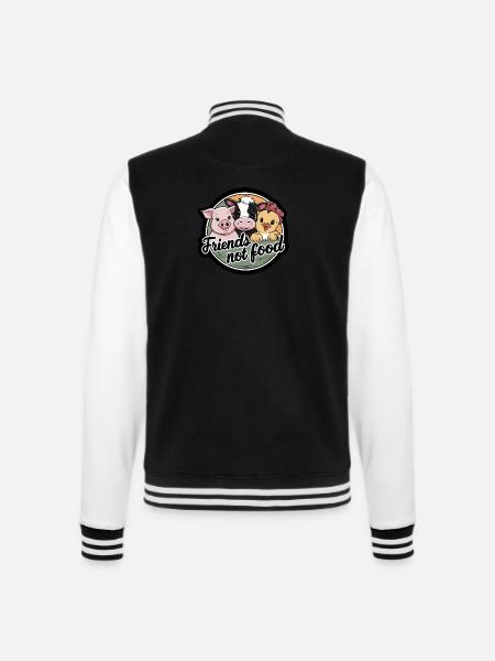 Vegetarier Vegetarierin Vegan Veganer süße Tiere - College-Sweatjacke - Schwarz/Weiß