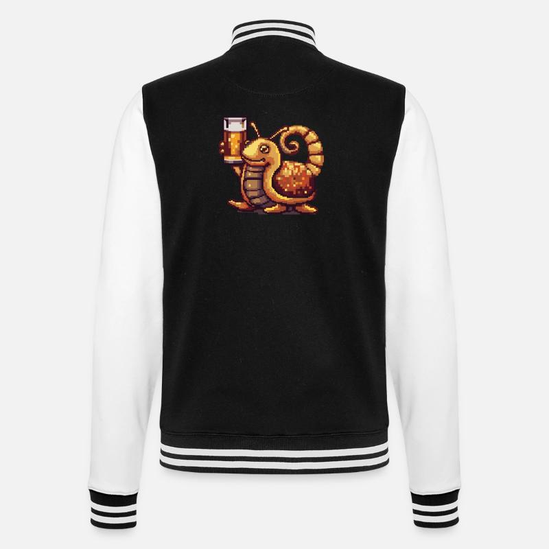 Schnecke Bier Pixel - College-Sweatjacke - Schwarz/Weiß