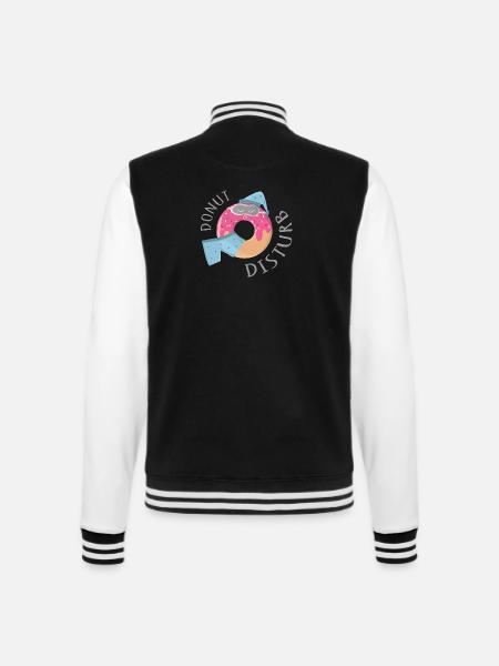 „Donut Disturb“ - Lustiges Schlaf-Shirt - College-Sweatjacke - Schwarz/Weiß