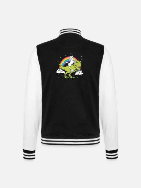Einhorn Fantasie Dinosaurier Tyrannosaurus T-Rex - College-Sweatjacke - Schwarz/Weiß