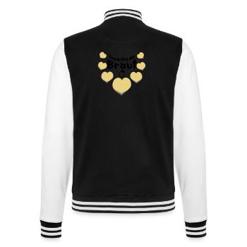 JGA lustiger Spruch Partyspiel beschrifte d. Braut - College-Sweatjacke - Schwarz/Weiß - Hinten - Marisol (170cm)
