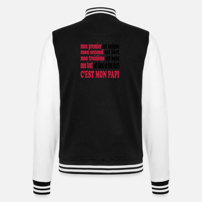 Mon papi est beau - College-Sweatjacke - Schwarz/Weiß