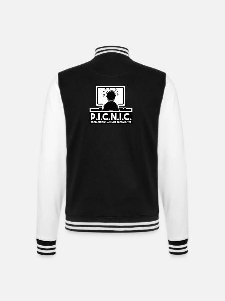 PICNIC - Problem In Chair Not In Computer - College-Sweatjacke - Schwarz/Weiß