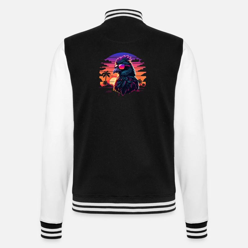 Synthwave Bird Sunset - College Sweat Jacket - black/white