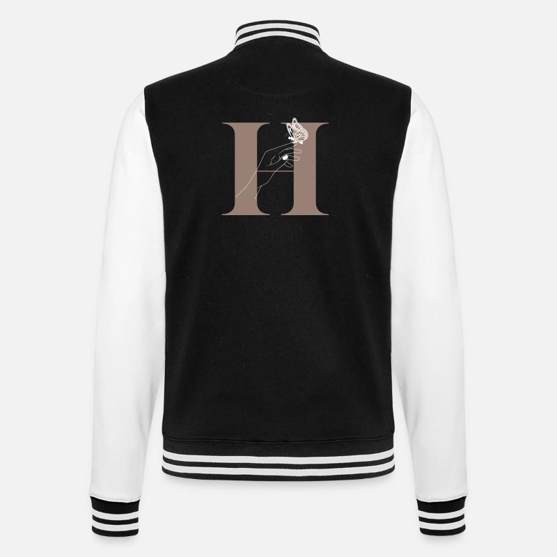 letter H Magic butterfly - College Sweat Jacket - black/white