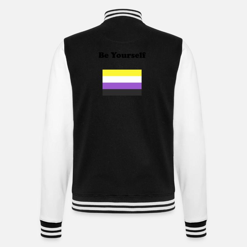 Non Binary Flag Be Yourself - College Sweat Jacket - black/white