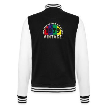 Jahrgang 1979 Retro - Bursdag - College-Sweatjacke - Schwarz/Weiß - Hinten - Marisol (170cm)