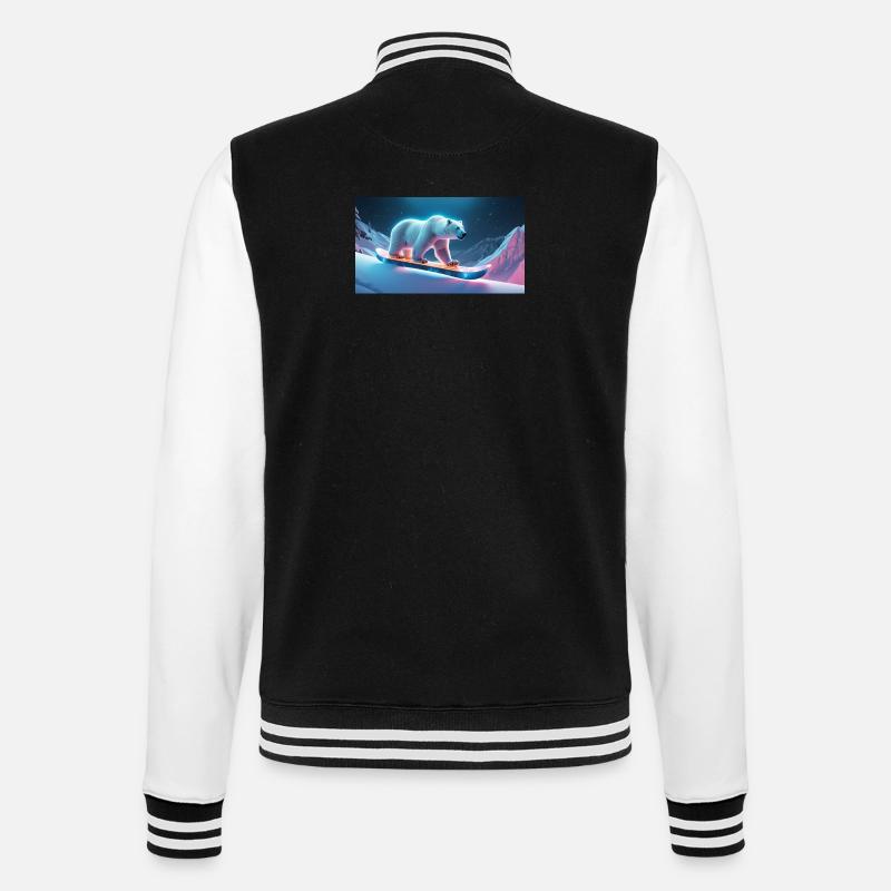 Eisbär auf Snowboard - College-Sweatjacke - Schwarz/Weiß