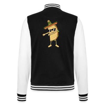 Flossing Taco raft dance dancing funny Mexico - College Sweat Jacket - black/white - Back - Marisol (170cm)