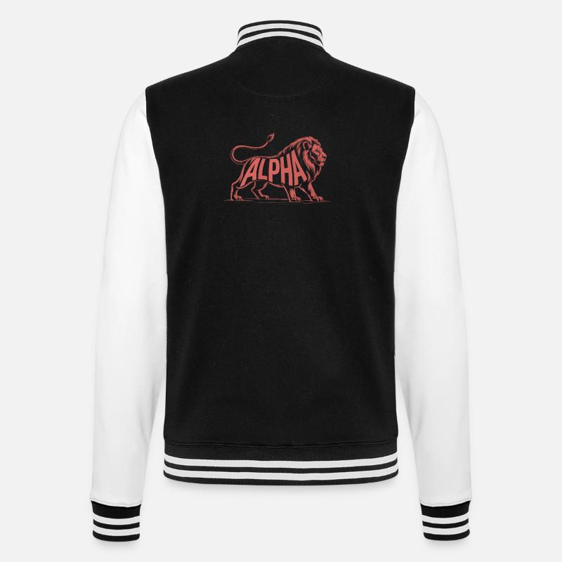 Alpha - Cooles Löwen-Logo - College-Sweatjacke - Schwarz/Weiß