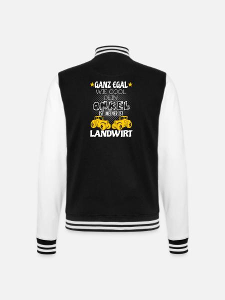 Kinder T-Shirt - Mein Onkel ist cooler Landwirt - College-Sweatjacke - Schwarz/Weiß