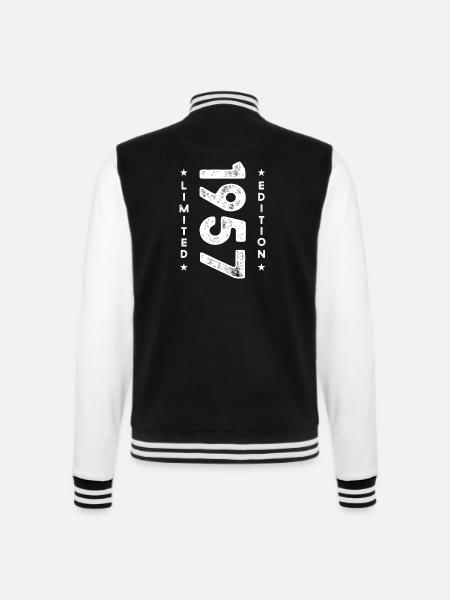 66. Geburtstag Herren Jahrgang 1957 Vintage Retro - College-Sweatjacke - Schwarz/Weiß