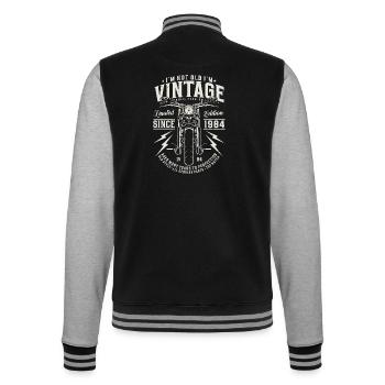 1984 Vintage Born Birthday Vintage Motorcycle - College Sweat Jacket - black/heather grey - Back - Marisol (170cm)