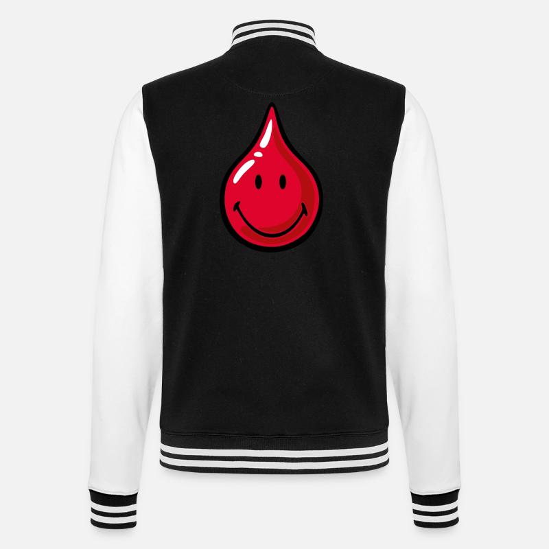 Smiley bloddråbe - College sweatjakke - sort/hvid