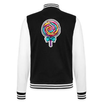 Lutscher / Lolli Pop / Süßigkeit / schlecken / süß - College-Sweatjacke - Schwarz/Weiß - Hinten - Marisol (170cm)