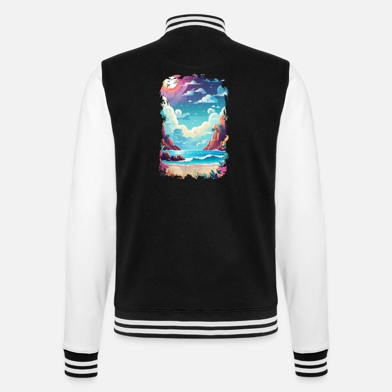 plage vacances soleil mer - Veste Teddy - noir/blanc