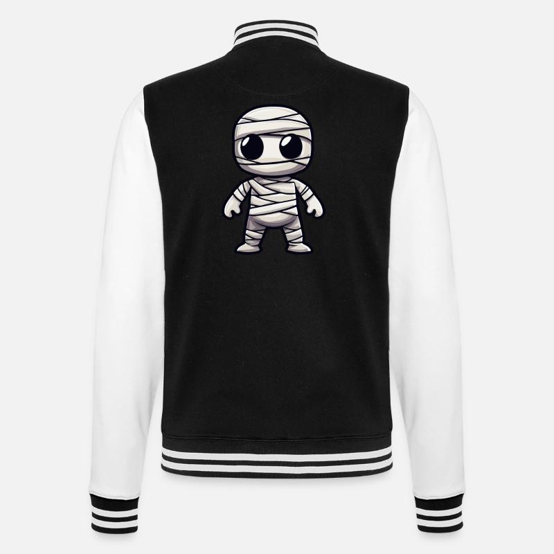 Mummy Halloween Cute Comic - College Sweat Jacket - black/white