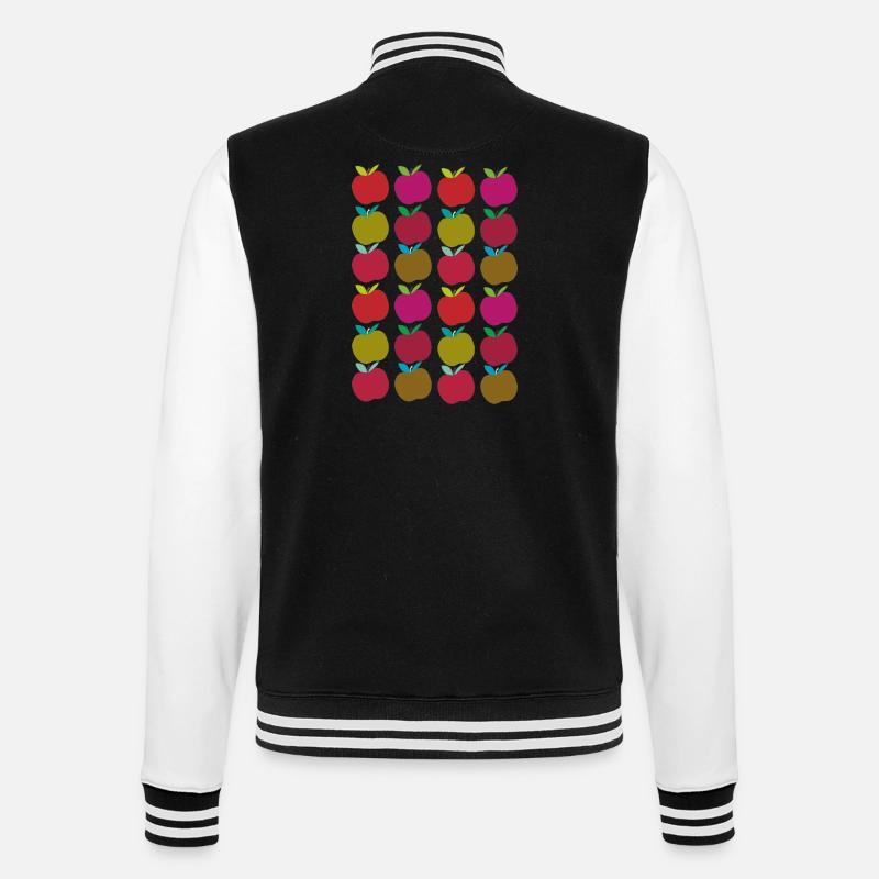 Apple Pattern - College Sweat Jacket - black/white