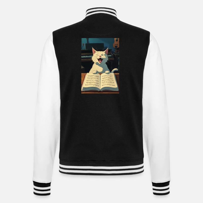 Un chaton mignon chante - Veste Teddy - noir/blanc