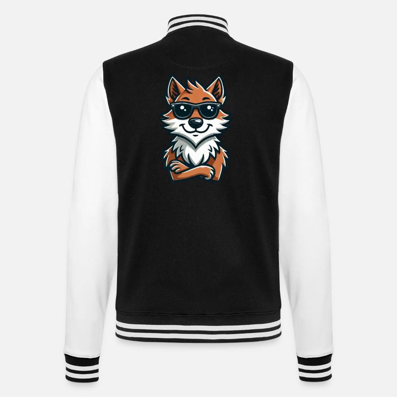 wolf sonnenbrille comic - College-Sweatjacke - Schwarz/Weiß