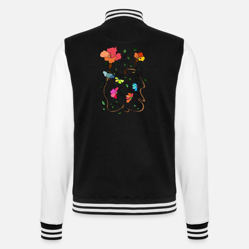 Blumen - College-Sweatjacke - Schwarz/Weiß