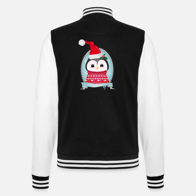 weihnachtlicher Pinguin mit Strickpullover & Mütze - College-Sweatjacke - Schwarz/Weiß