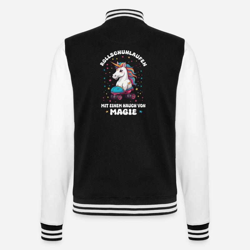 Einhorn Rollschuhlaufen - College-Sweatjacke - Schwarz/Weiß