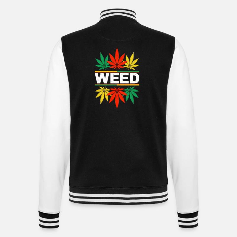 Vibrant Cannabis Leaf Pattern Design - College Sweat Jacket - black/white