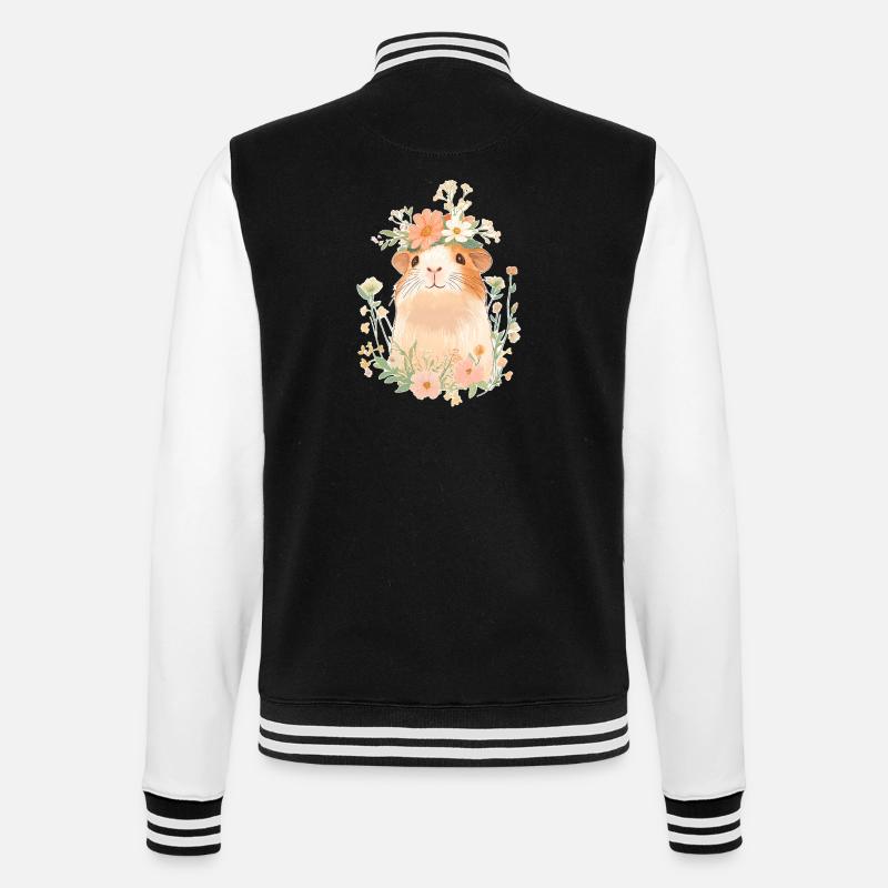 Cochon d’Inde avec des fleurs - Veste Teddy - noir/blanc