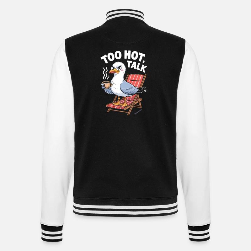 Freche Möwe entspannt sich mit Kaffee - College-Sweatjacke - Schwarz/Weiß
